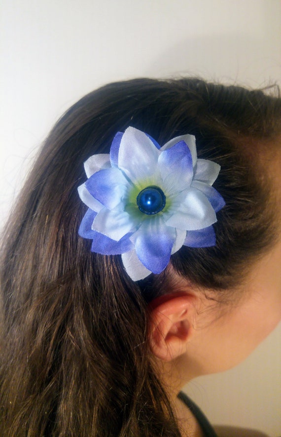 Flower Hair Clip Blue Hair Flower Wedding Hair Clip Etsy