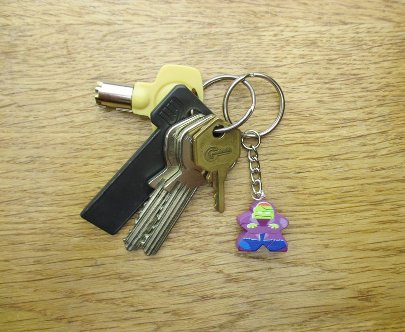Birthday Present Purple |Tabletop Gaming Geeky Gift Board Game Keychain Gift Frankenstein Meeple Keyring Quirky Charm Geek