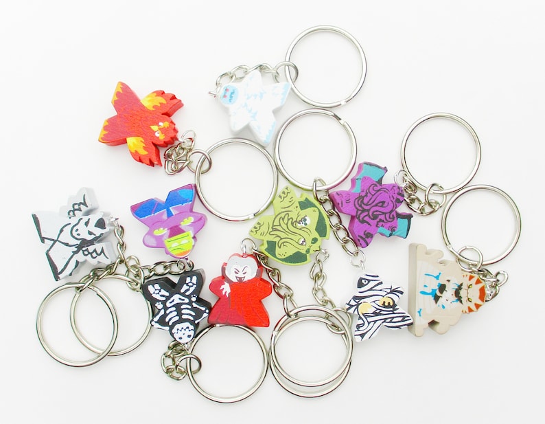 Birthday Present Purple |Tabletop Gaming Geeky Gift Board Game Keychain Gift Frankenstein Meeple Keyring Quirky Charm Geek