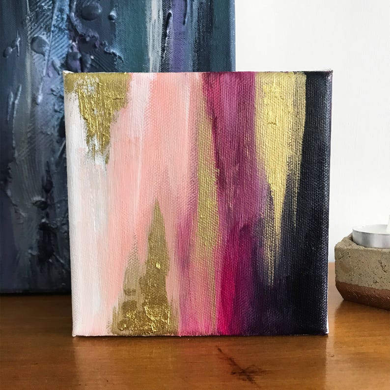 Abstract Art. Pink and Gold Abstract Art. Abstract Canvas. Etsy UK