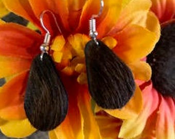 Hair On Cowhide Earrings, Western Earrings, Hypo Allergenic Silver Earring, Teardrop