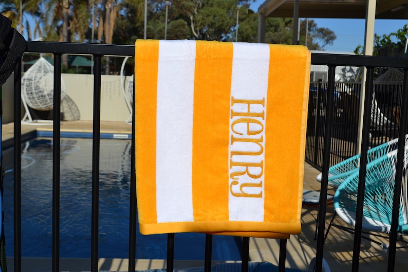 Striped Personalised Embroidered Beach Towels 