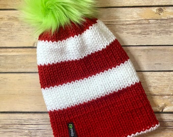 Ready to Ship | Christmas beanie, red and white beanie, Christmas beanie, Meanie Beanie