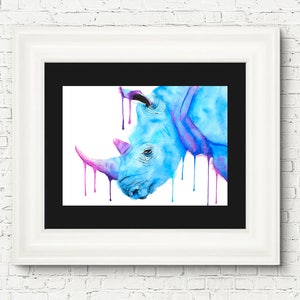Rhinoceros Watercolor Print -  rhinoceros watercolor painting, rhino art print, nursery art, nursery wall art, rhinoceros wall art