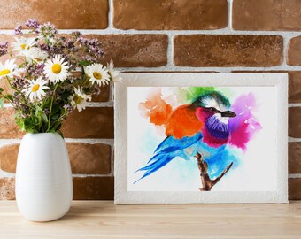Bird Watercolor Print - bird watercolor painting, bird art print, nursery art, nursery wall art, bird wall art, home decor