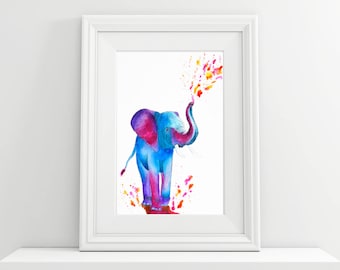 Elephant Watercolor Art Print – Nursery Wall Decor