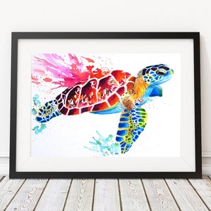 Sea Turtle Decor Sea Turtle Wall Art Watercolor Print