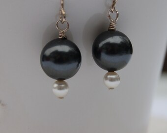Charcoal Black Swarovski Pearl Earrings