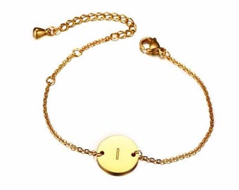 Initial bracelet, letter bracelet, handstamped bracelet, personalized disc bracelet, silver bracelet, gold bracelet