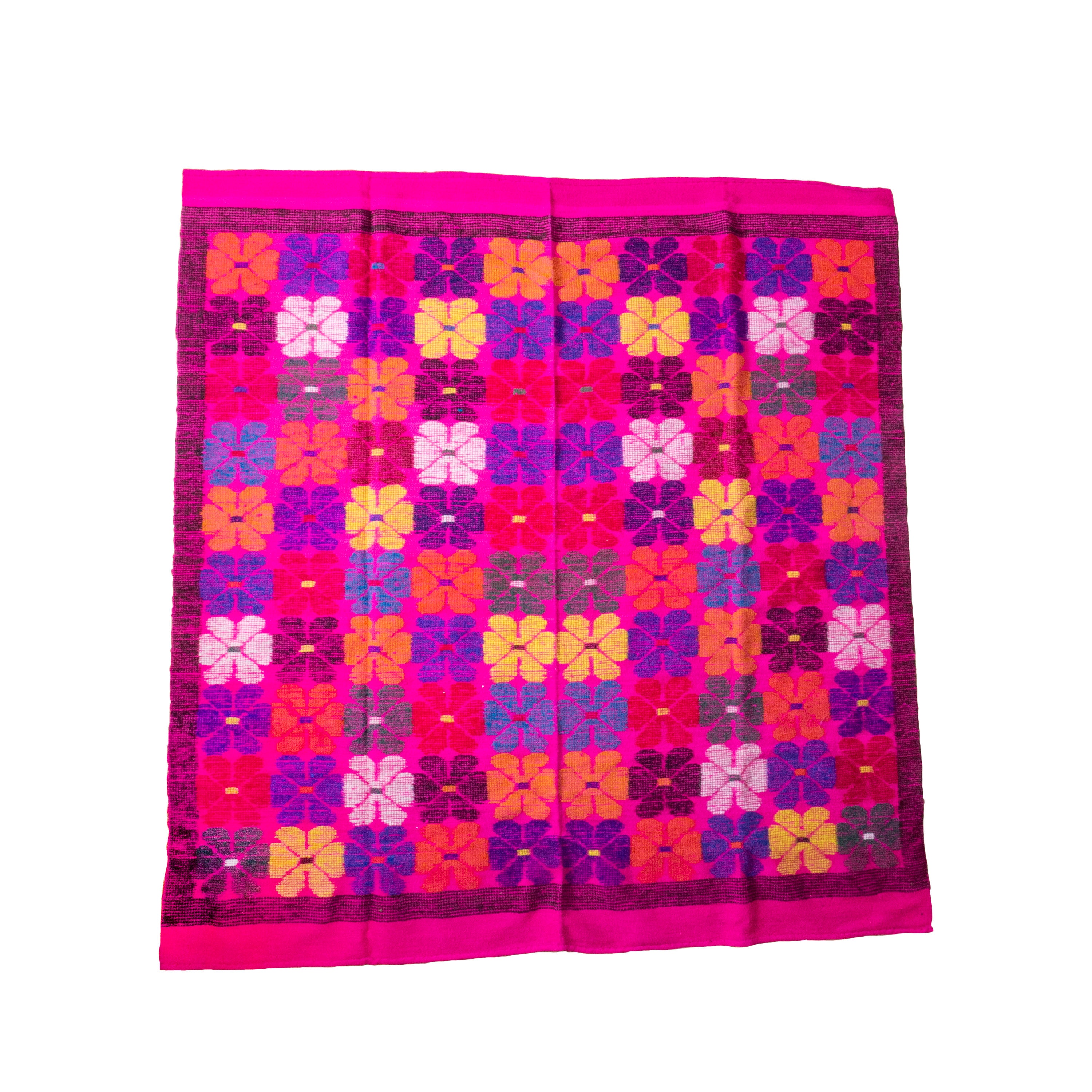 Wool pink flowers frazada blanket Handmade in Peru Etsy España