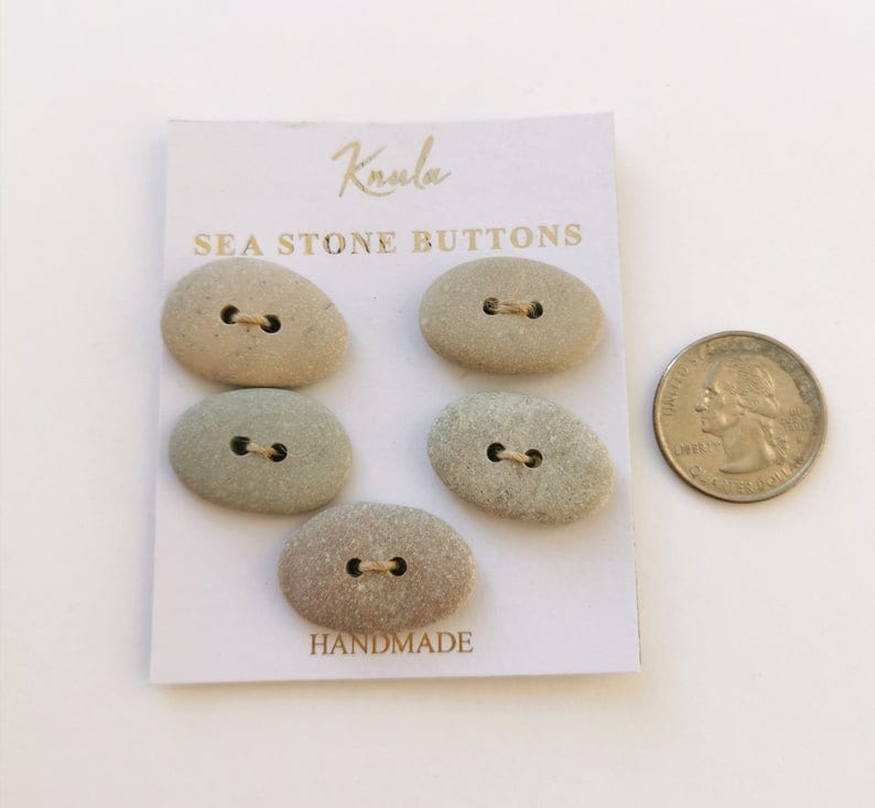1.7 cm x 2.7 cm Eco Sea Stone Button Handmade