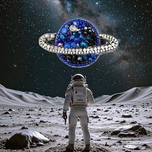 Broche planète, épinglette homme, Jupiter, bijoux spatiaux, galaxie, planète cristal, art spatial, boucles d'oreilles planète, broche lune, broche soleil