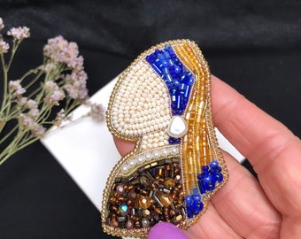 Mädchen mit Perlenohrring, Geschenk für Künstler, Vermeer Schmuck, Kunstdekor, Kunstschal, Ukraine Schmuck, Vermeer Art, Brosche handgefertigt