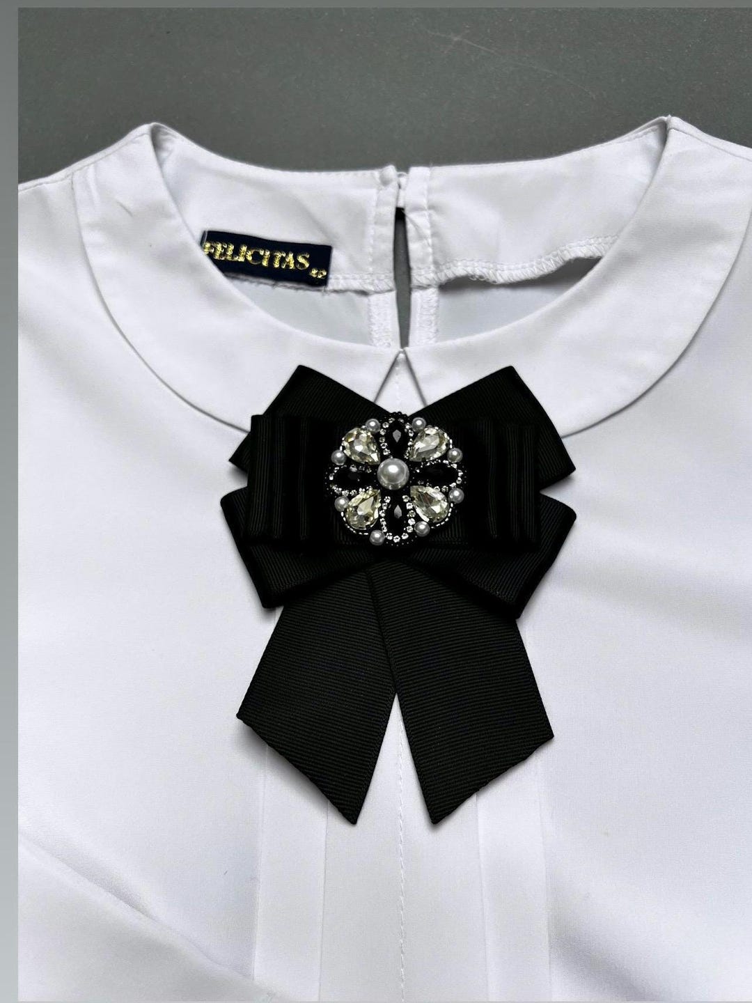 Bow Tie, Black Brooch Bow Tie for Women, Handmade Women Bow Tie, Women ...