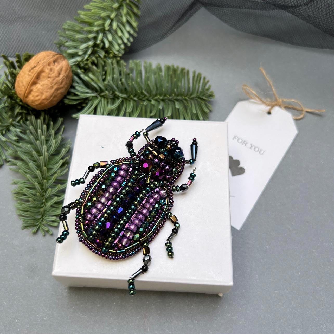 Broche Libellule Fantaisie - Tissu Noir Et Similicuir Violet - Léger - Idée Cadeau Femme