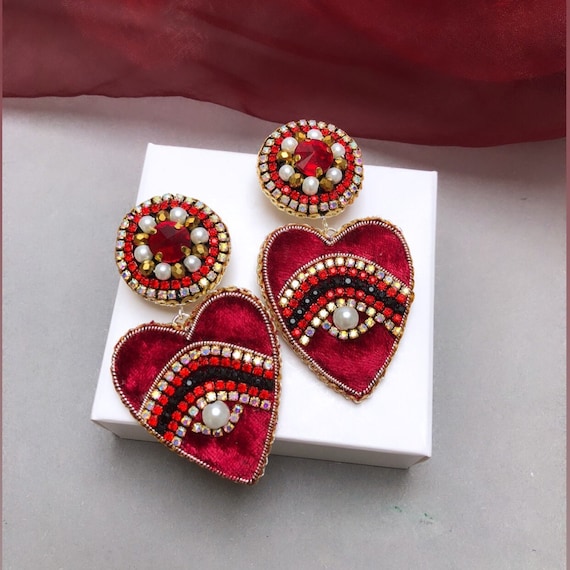 Boucles D'oreilles Pendantes Rouge