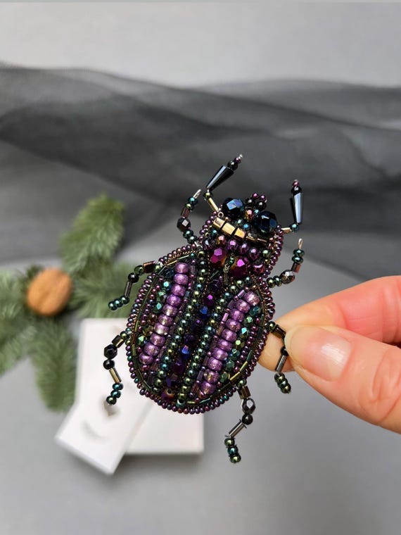 Broche Libellule En Tissu Et Similicuir Violet - Idée Cadeau Légère Et Originale