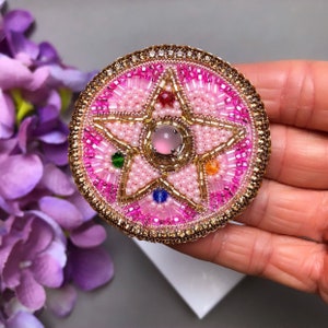 Crystal Star Brooch Sailor Moon Space Heart Compact Crystal Star Cosplay Brooch Anime Jewelry Star Pin Valentine’s Day Gift brooch heart