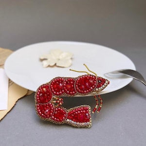 Garnelenbrosche, Hummernadel, Meeresbrosche, Ozeanbrosche, Hummerohrringe, Sommerschmuck, Garnelenkette, Garnelenohrringe