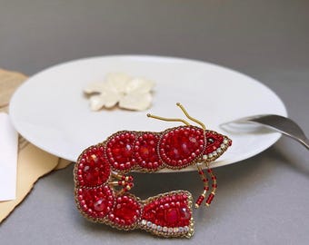 Garnalen broche, Kreeftenspeld, Zee broche, Oceaan broche, Kreeften oorbellen, Zomer sieraden, Garnalen ketting, Garnalen oorbellen