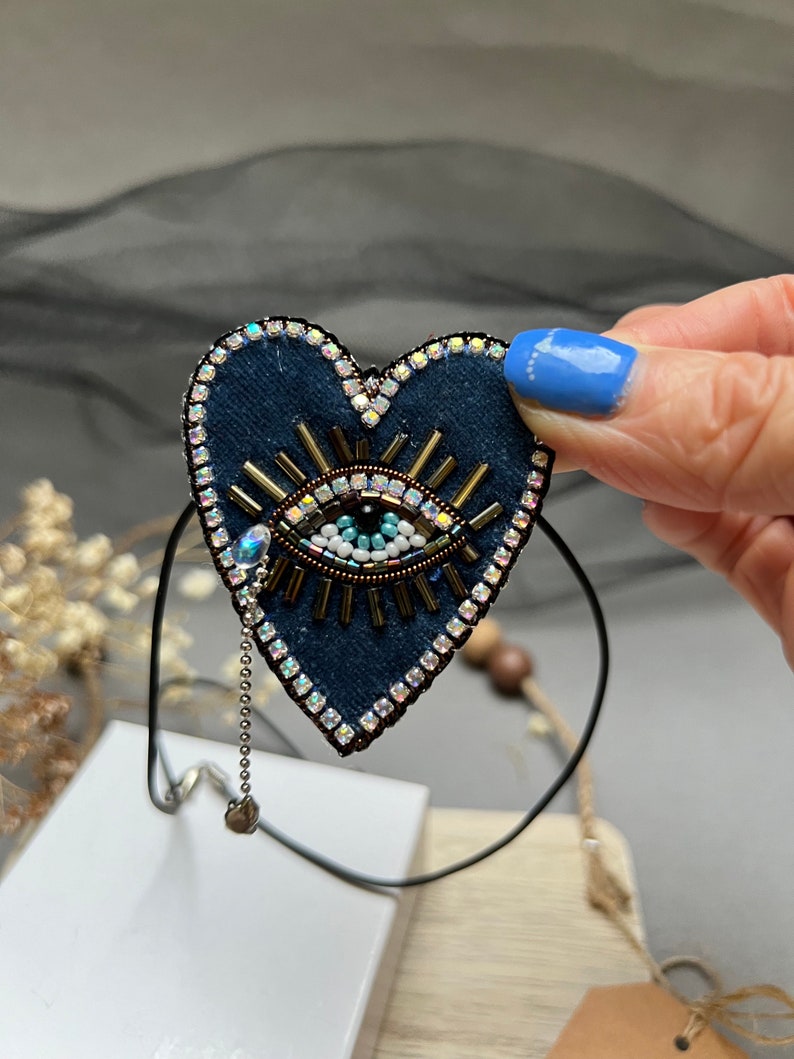 Collier Oscar De La Renta Cœur Bleu Cristal - Ras Du Cou, Plaqué Or, Neuf Sans Emballage