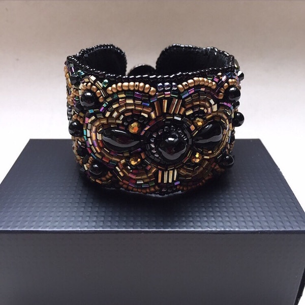 Elegant Embroidered beaded bracelet, Statement Beaded Cuff Bracelet, Big exclusive bracelet, Bracelet Jewelry, bohobeaded, ukraine shops,