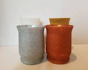 Glitter Candle Holder, tealight holder, votive holder, gold holder, silver holder, copper holder, white holder, sparkly candle holder,