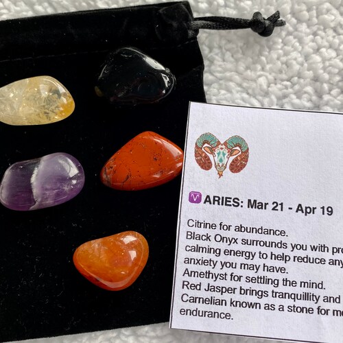 Aries Crystal Healing Set Zodiac Crystals Astrology Aries Etsy
