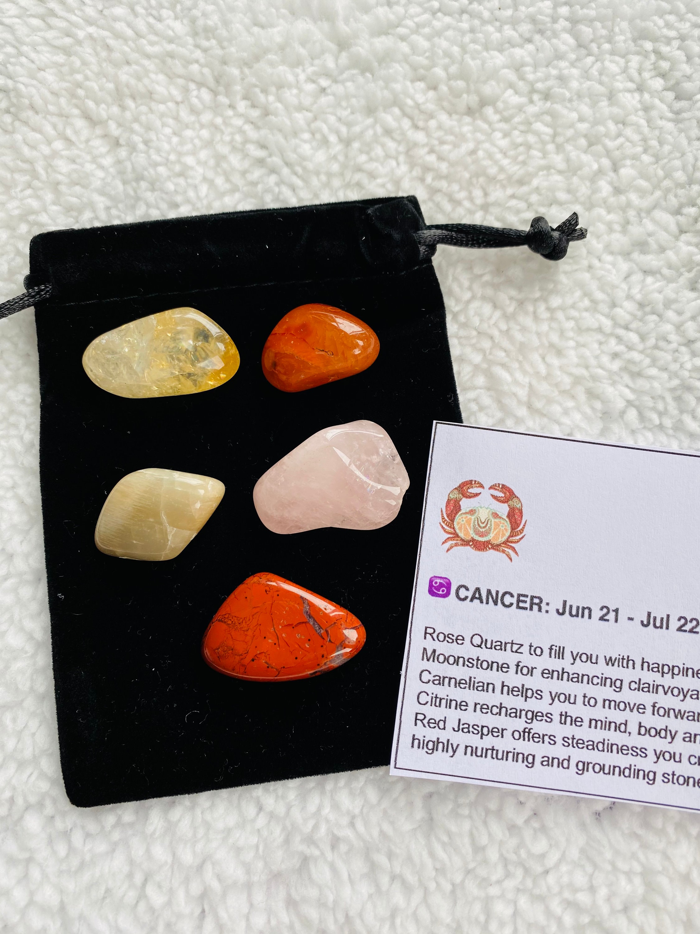 Cancer Crystal Healing Set Zodiac Crystals Astrology Cancer Etsy