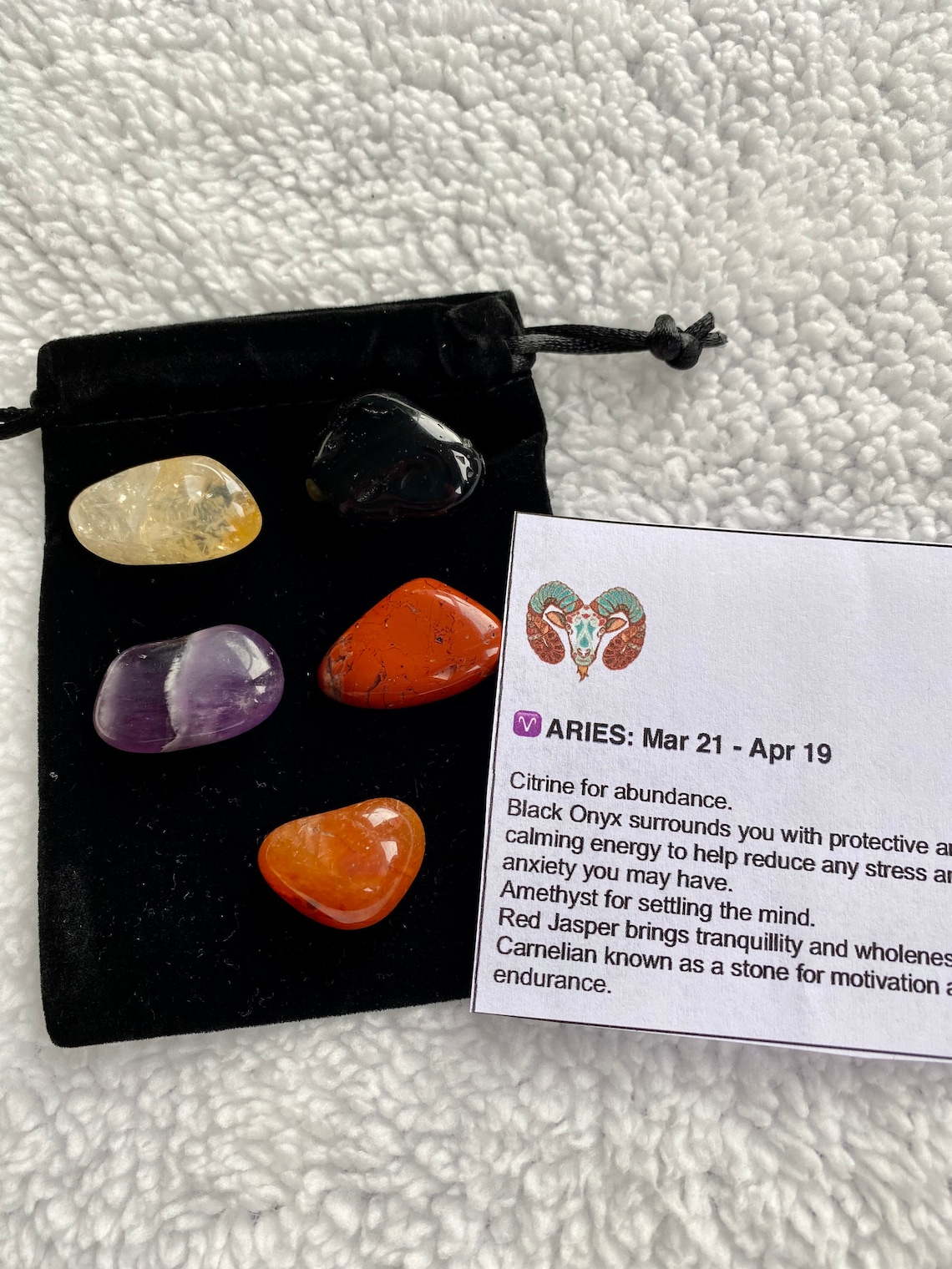 Aries Crystal Healing Set Zodiac Crystals Astrology Aries Etsy