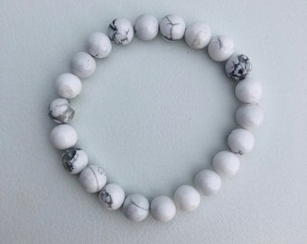 White Howlite, Calming, Stress Relief, Chakra Bracelet, Meditation, Yoga Gift