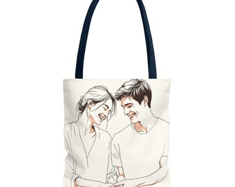 Charming Couple Illustration Tote Bag - Perfect Valentine's Day Gift