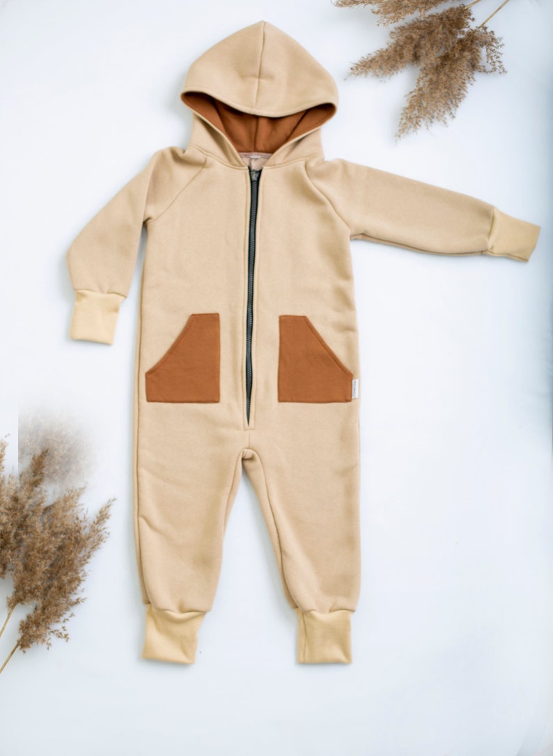 Kids Jumpsuit, Kids Overall, Kids Warm Onepiece, Cotton Kids Onesie, Kids Romper image 1