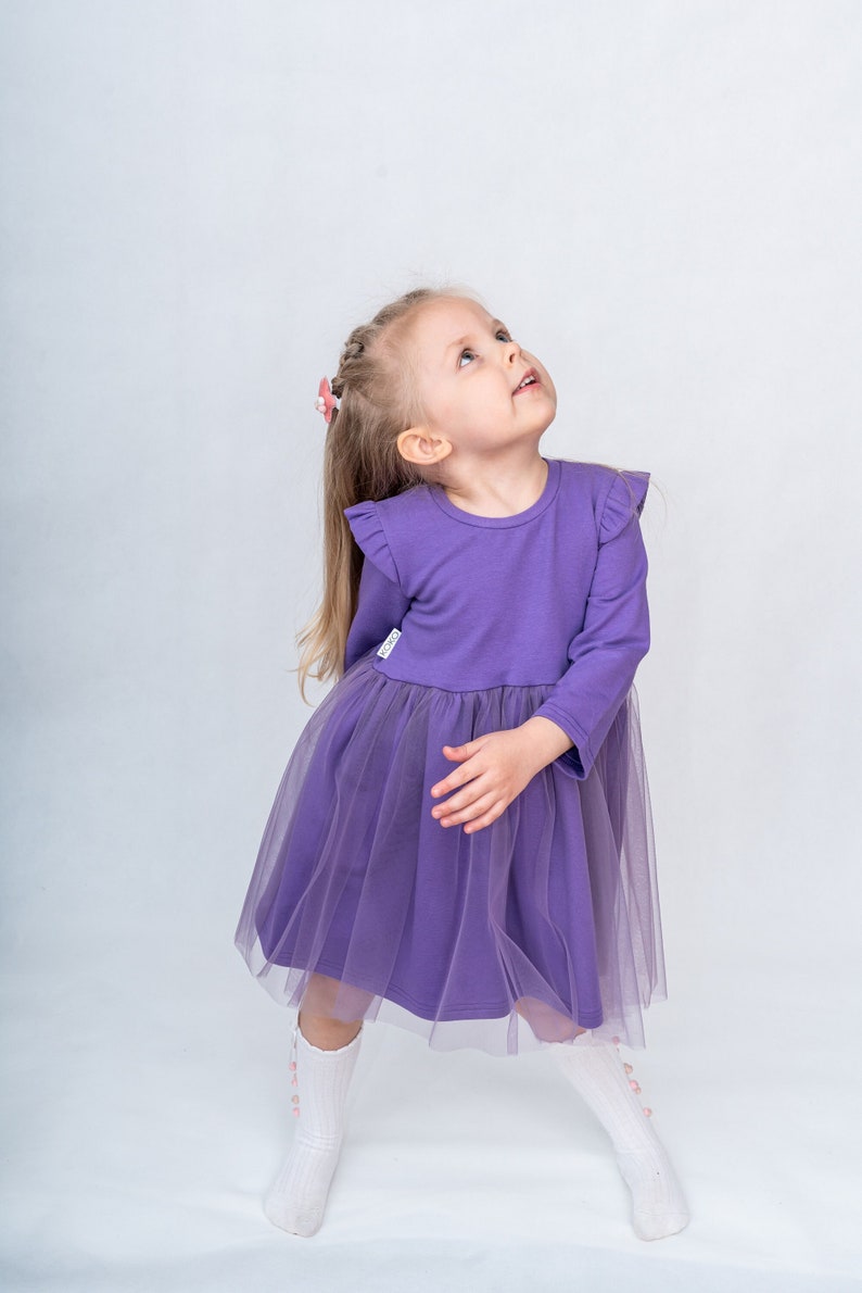 Girl's Knitted Tulle Dress Handmade Cotton-Elastane Blend Various Sizes Available image 1