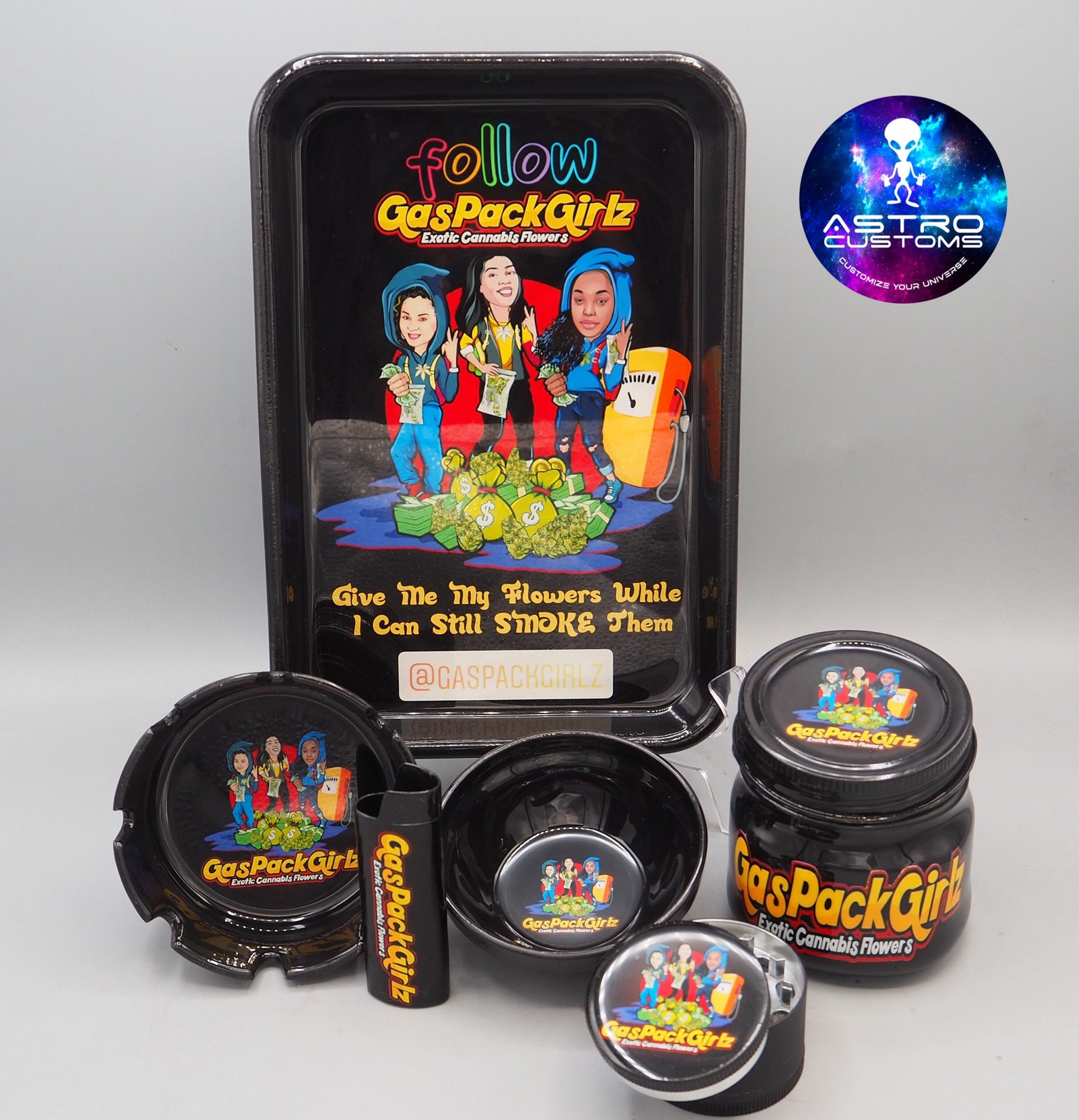 Custom Rolling Tray Set Grinder Single Color 6 Piece Set Etsy