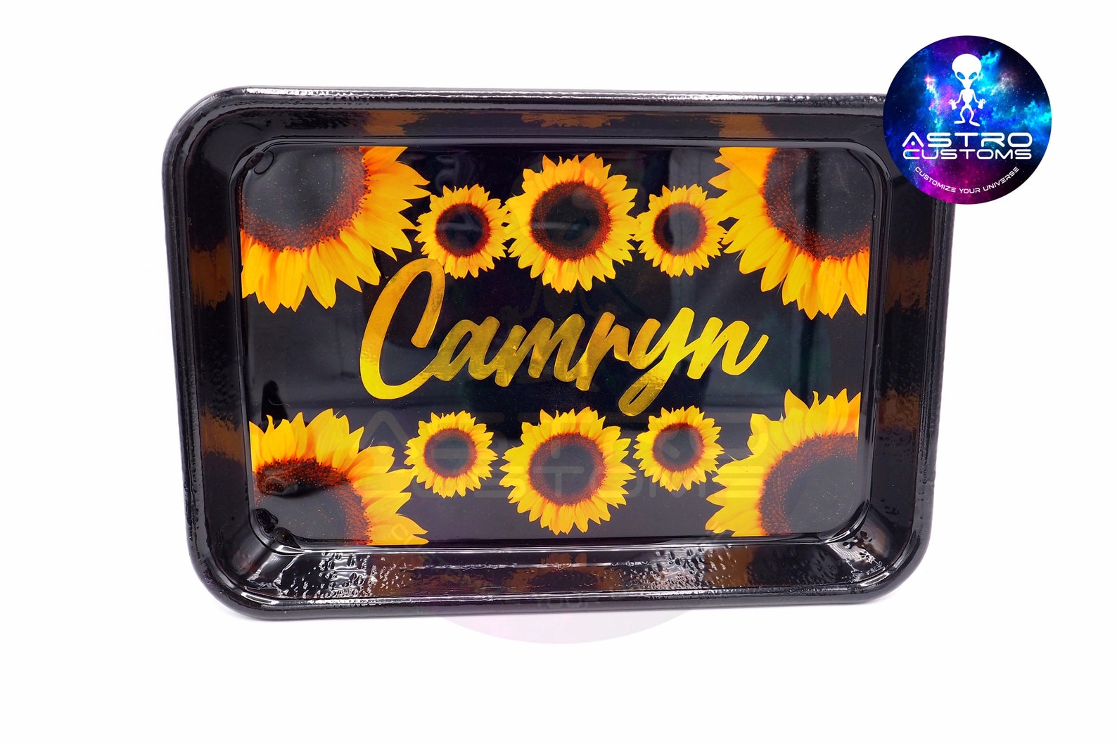 Sunflower Custom Rolling Tray Set 6 Piece Sunflower Tray Etsy