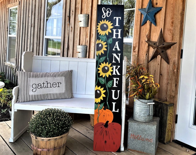 Fall Thankful Sign So Thankful Fall Sign. Vertical Wood Sign. Halloween, Fall ...