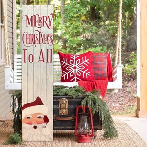 ONE-OF-A-KIND Merry Christmas Vintage Santa Porch Sign  Winter Porch Sign  Vertical Wood Sign  Christmas Porch Sign