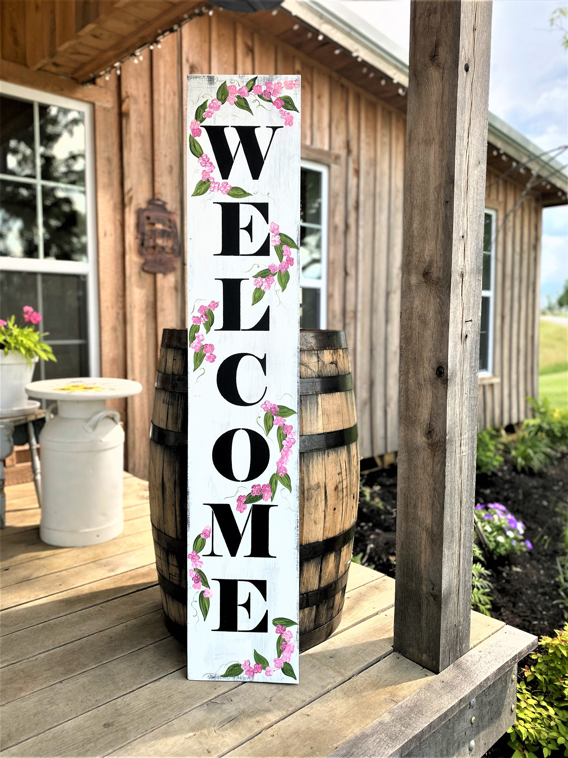Porch Sign. Tall Porch Sign. Porch Sign With Flowers. Etsy
