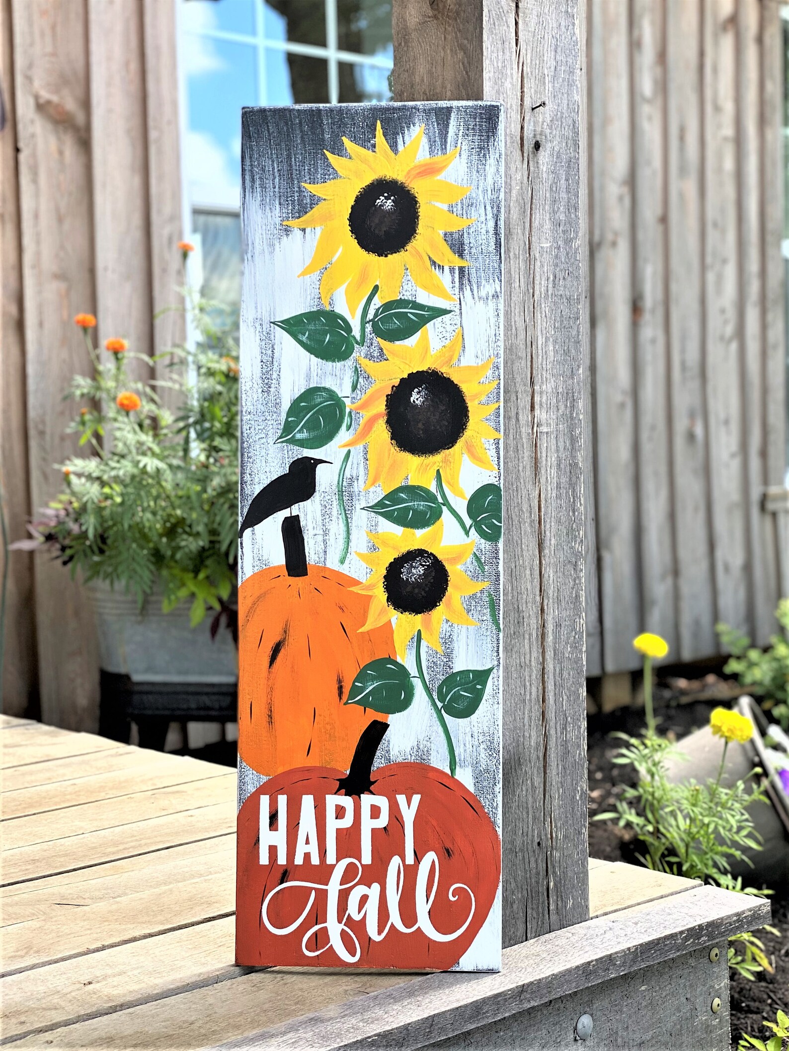Happy Fall Porch Sign Fall Pumpkin Porch Sign Vertical Wood Etsy