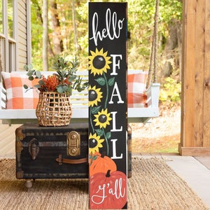 Hello Fall Y'All Porch Sign Fall Pumpkin Porch Sign Thanksgiving Porch Fall Porch