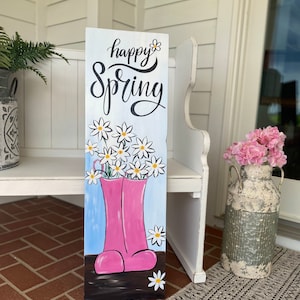 BEAUTIFUL Spring Porch Sign  Spring Porch Decor   Happy Spring Porch Sign   Spring Flower Sign  Mother’s Day Gift