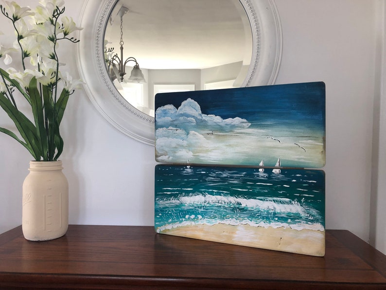 Ocean Scene With Puffy Clouds Etsy