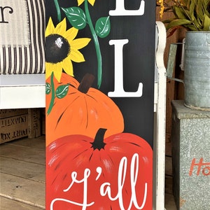 Hello Fall Y'all Porch Sign Fall Pumpkin Porch Sign Thanksgiving Porch ...