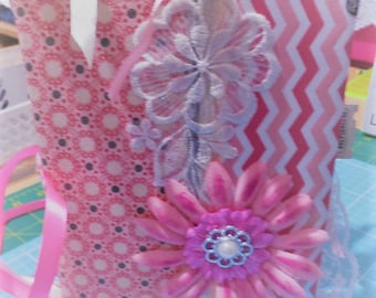 Junk Journal Handmade Pink Lace Hardcover