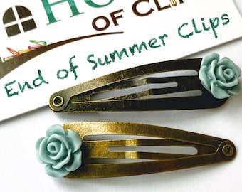 End of Summer Clips x2 - Flower Hair Clips - Flower Barrettes - Non Slip Hair Clips - Floral Hair Clips - Pretty Hair Clips