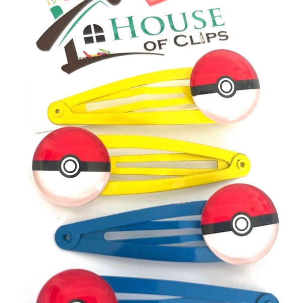 Pinces à cheveux Pokémon x2 - Pince à cheveux garçons - Barrettes garçons - Pince à cheveux Pokemon - Cadeau Pikachu - Barrettes Pokemon