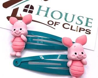 Pinzas para el pelo con forma de cerdito - Pasadores de cerdito - Broches a presión de cerdito - Pinzas para el pelo de cerdito - Regalos de cerdito - Regalo de cerdito - Pinzas para el pelo para niños