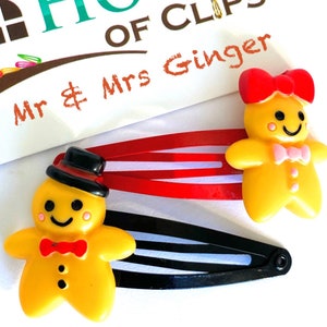 Pan i Pani Ginger x2 - Spinki do włosów Gingerbread Man - Spinki antypoślizgowe Gingerbread Man - Świetny prezent dla dziewczynek - Bajkowe spinki do włosów -