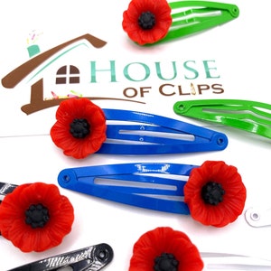 Poppy Hair Clips x2 - Remembrance Poppy Hair Clips - Armistice Day Barrettes - Remembrance Gift - Charity Gift Hair Clips